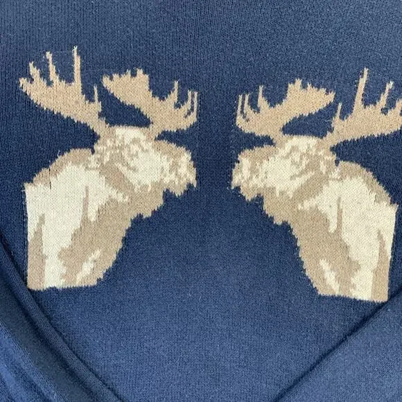 Vintage Abercrombie & Fitch Wool Blend Blue Double Moose Sweater Med - Picture 2 of 9